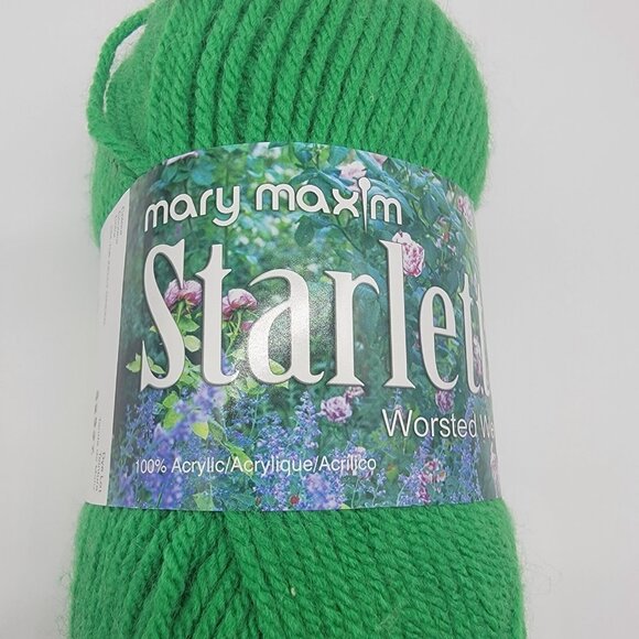 Mary Maxim Starlette Yarn Bright Emerald Green NEW - Picture 2 of 4